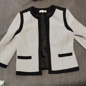 Kasper Black and White Polka Dot Blazer